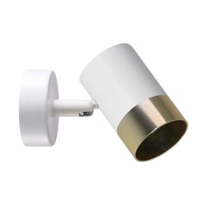 Lampa kinkiet TOBI biały 1x15w gu10 klosz biały+złoty 794629 Lampa kinkiet TOBI biały 1x15w gu10 klosz biały+złoty 794629
