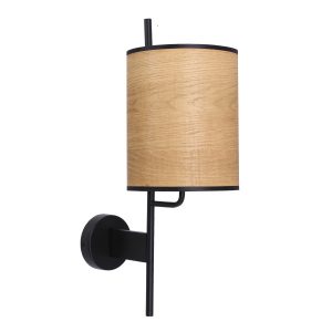 Lampa kinkiet ZETA czarny 1x40w e27 abażur orzechowy 794724 Lampa kinkiet ZETA czarny 1x40w e27 abażur orzechowy 794724