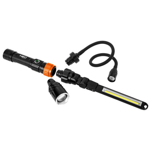 Lampa latarka 3w1 ruchoma 3 głowice 350lm magnes NEO 99-107 186730