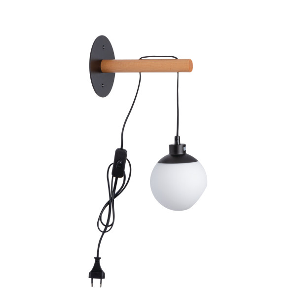 Lampa LightLogic LL COMT W 1xE14 66229 kinkiet biały klosz drewniana 1 955345