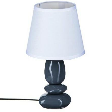 LAMPA Luis CERAMICZNA granatowo-biała BAWEŁNIANY KLOSZ 487832