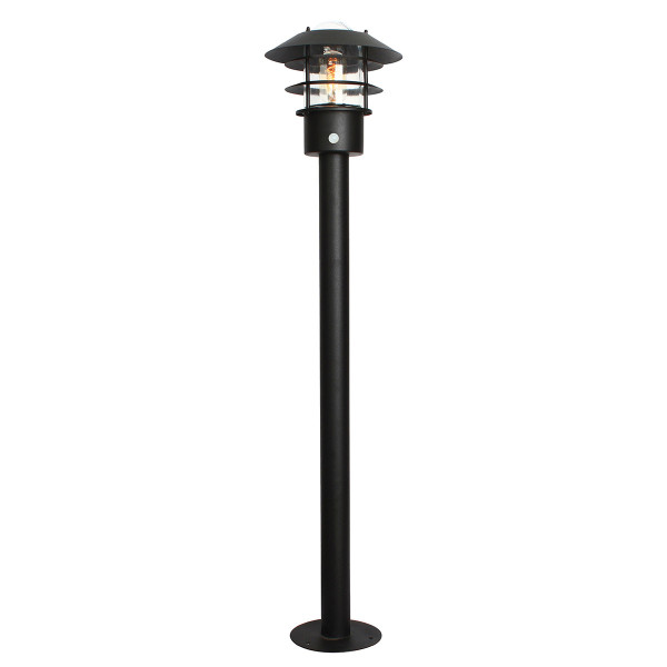 Lampa ogrodowa stojąca czarna Helsingor z czujnikiem 1xE27x60W IP44 Elstead 921653