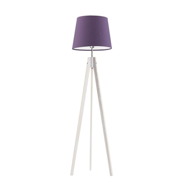 Lampa podłogowa ARUBA drewniany trójnóg Biały/ Fioletowy 922439