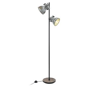 Lampa podłogowa Barnstaple 2-punktowa stalowa srebrna 25277 Lampa podłogowa Barnstaple 2-punktowa stalowa srebrna 25277