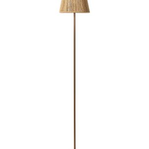 Lampa podłogowa brązowa metalowa podstawa papierowa plecionka 787368 Lampa podłogowa brązowa metalowa podstawa papierowa plecionka 787368