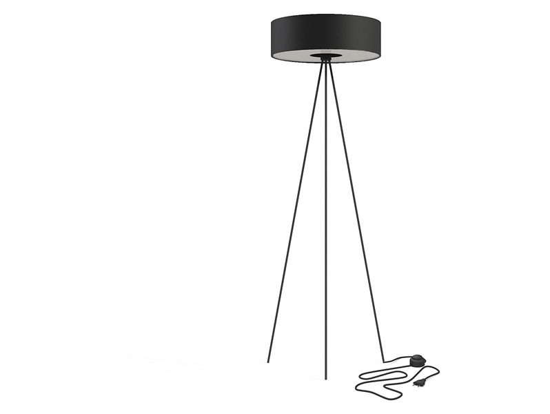 Lampa podłogowa Cadilac 3-punktowa tkaninowa czarna 44945