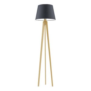 Lampa podłogowa CURACAO abażur grafitowy stelaż dębowy 107994