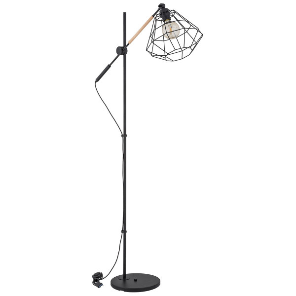 Lampa podłogowa czarna BOOGIE 1xE27x15W wym:165x80x30cm Alfa 891751