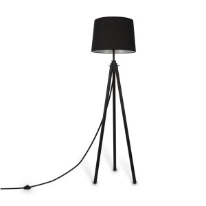 Lampa podłogowa czarna CALVIN 1xE27x60W wym:161,5×60,7×60,7cm Maytoni 883429