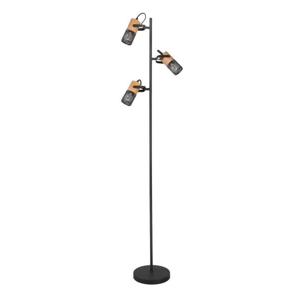 Lampa podłogowa czarna TOSH 3xE14x15W wym:150x23x23cm Trio 891596