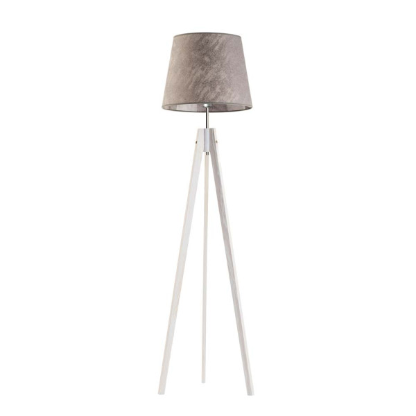 Lampa podłogowa drewniana ARUBA tripod Biały/ Szary Melanż (Beton) 922387