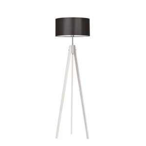 Lampa podłogowa drewno abażur Biały/ Brązowy 1002391 Lampa podłogowa drewno abażur Biały/ Brązowy 1002391