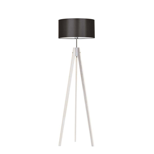 Lampa podłogowa drewno abażur Biały/ Brązowy 1002391