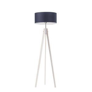 Lampa podłogowa drewno abażur Biały/ Granatowy 1002401 Lampa podłogowa drewno abażur Biały/ Granatowy 1002401