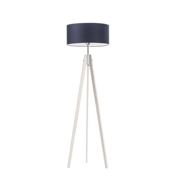 Lampa podłogowa drewno abażur Biały/ Granatowy 1002401