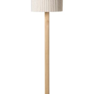 Lampa podłogowa drewno kauczukowe podstawa klosz z tkaniny jasny beż 786005 Lampa podłogowa drewno kauczukowe podstawa klosz z tkaniny jasny beż 786005