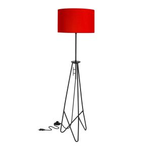 Lampa podłogowa FLOAT czarna 1x60w e27 abażur czerwony 795663 Lampa podłogowa FLOAT czarna 1x60w e27 abażur czerwony 795663