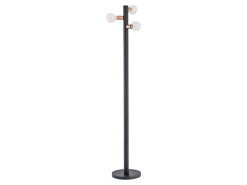 Lampa podłogowa Foco 3-punktowa stalowa czarna 29104