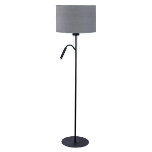 Lampa podłogowa Hotel plus 2-punktowa tkaninowa szara 47992 Lampa podłogowa Hotel plus 2-punktowa tkaninowa szara 47992