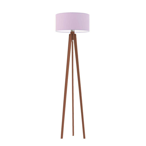 Lampa podłogowa MIAMI drewniana tripod Mahoń/ Jasny Fioletowy 1003624