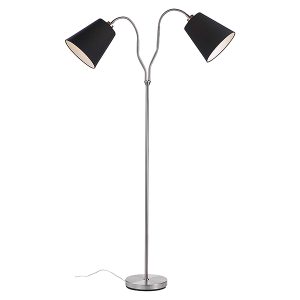 Lampa podłogowa Modena 2-punktowa tkaninowa czarna 24233 Lampa podłogowa Modena 2-punktowa tkaninowa czarna 24233