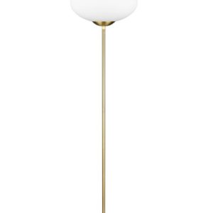 Lampa podłogowa mosiężno-biała FOMENTO 1xE27x15W wym:150x40x40cm Trio 1050135 Lampa podłogowa mosiężno-biała FOMENTO 1xE27x15W wym:150x40x40cm Trio 1050135