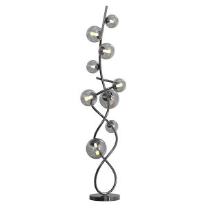 Lampa podłogowa Nancy 9-punktowa szklana czarna 112631 Lampa podłogowa Nancy 9-punktowa szklana czarna 112631