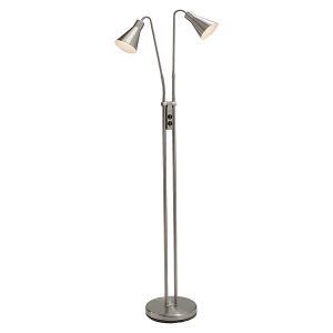Lampa podłogowa Odense 2-punktowa stalowa srebrna 27426 Lampa podłogowa Odense 2-punktowa stalowa srebrna 27426