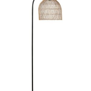 Lampa podłogowa rattanowy klosz beżowy 165 cm 163421 Lampa podłogowa rattanowy klosz beżowy 165 cm 163421
