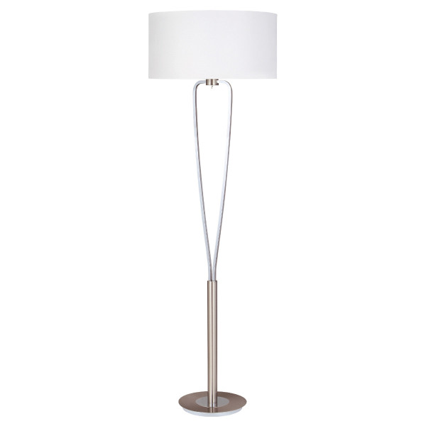 Lampa podłogowa srebrno-biała PARIS 1xE27x60W wym:160x50x50cm Trio 883403