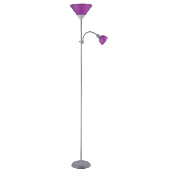 Lampa podłogowa srebrno-fioletowa Action 2xE27x60W Rabalux 954081
