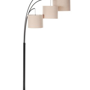 Lampa podłogowa stojąca 3 klosze materiałowe beżowa 509522 Lampa podłogowa stojąca 3 klosze materiałowe beżowa 509522
