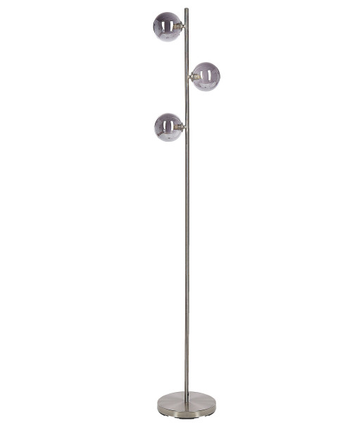 Lampa podłogowa stojąca 3 klosze srebrna 60334