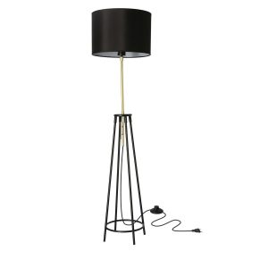 Lampa podłogowa TEGOLA czarny+złoty matowy 1x60w e27 abażur czarny 360449 Lampa podłogowa TEGOLA czarny+złoty matowy 1x60w e27 abażur czarny 360449