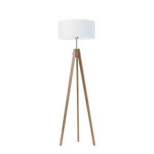 Lampa podłogowa trójnóg abażur Dąb/ Biały 1002376 Lampa podłogowa trójnóg abażur Dąb/ Biały 1002376