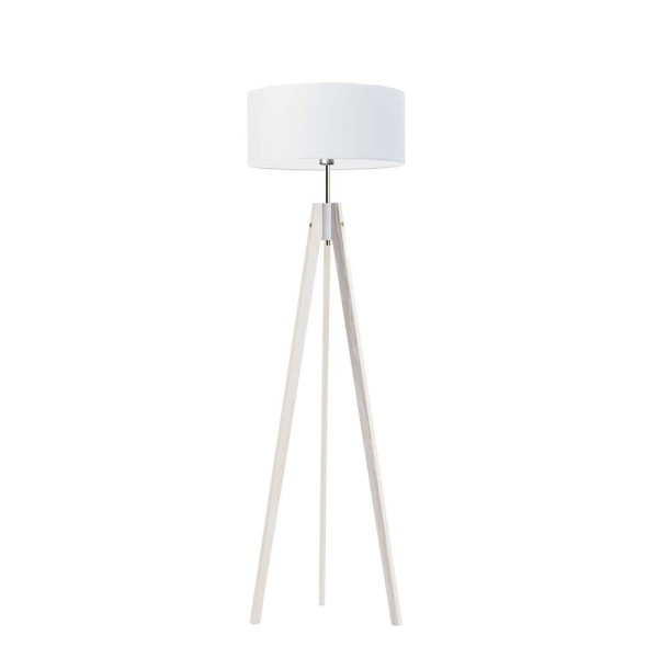 Lampa podłogowa trójnóg drewniana abażur Biały/ Biały 1002351