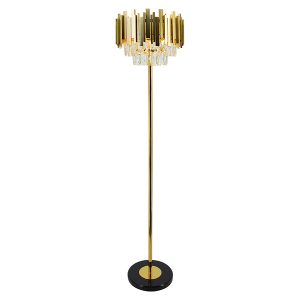 Lampa podłogowa Valetta 4-punktowa metalowa czarno-złota 1077839 Lampa podłogowa Valetta 4-punktowa metalowa czarno-złota 1077839