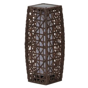 Lampa rattanowa solar wenge 16,5×16,5 48cm PATIO | Dajar 81848 Lampa rattanowa solar wenge 16,5×16,5 48cm PATIO | Dajar 81848
