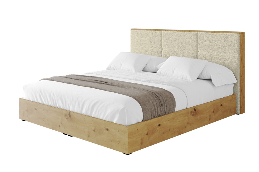 Łóżko tapicerowane bez materaca + pojemnik ENZO1 - 200x200 cm Beżowy 838648