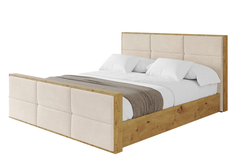 Łóżko tapicerowane bez materaca + pojemnik ENZO1-Z-120x200 cm Beżowy 840172