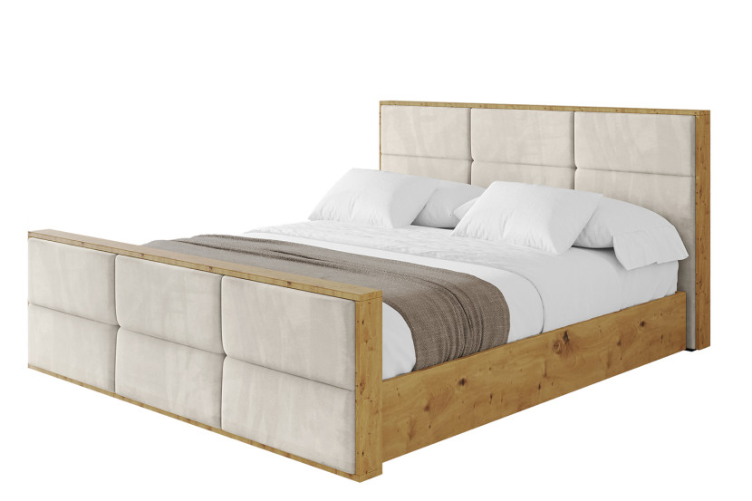 Łóżko tapicerowane bez materaca + pojemnik ENZO1-Z-120x200 cm Beżowy 839646
