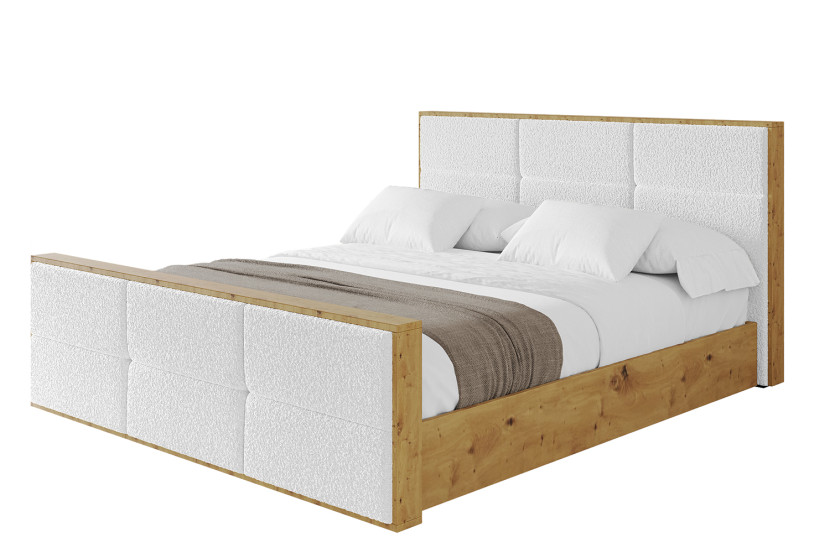 Łóżko tapicerowane bez materaca + pojemnik ENZO1-Z-120x200 cm Biały 839692