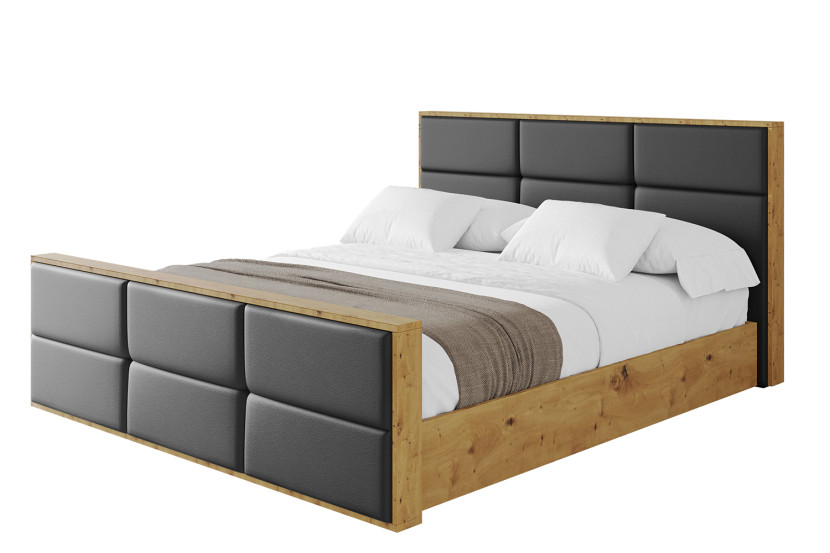 Łóżko tapicerowane bez materaca + pojemnik ENZO1-Z-120x200 cm Czarny 840389