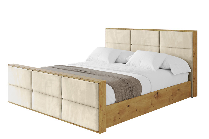 Łóżko tapicerowane bez materaca + pojemnik ENZO1-Z-140x200 cm Beżowy 839695