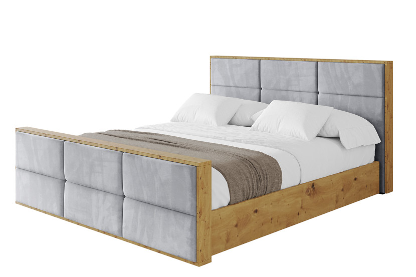 Łóżko tapicerowane bez materaca + pojemnik ENZO1-Z-180x200 cm Jasnoszary 839587