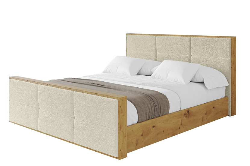 Łóżko tapicerowane bez materaca + pojemnik ENZO1-Z-200x200 cm Beżowy 839635
