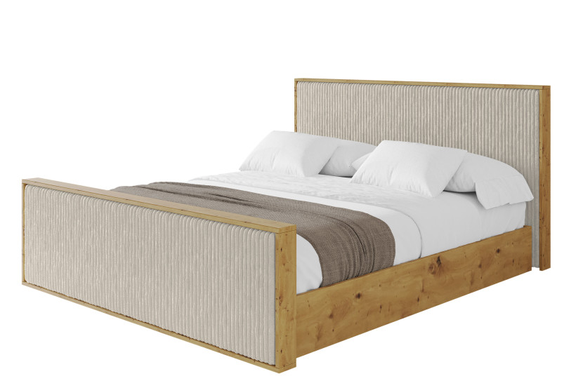 Łóżko tapicerowane bez materaca + pojemnik ENZO10-Z - 200x200 cm Beżowy 966190