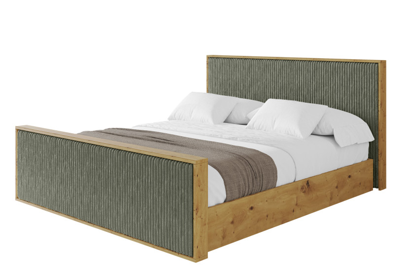 Łóżko tapicerowane bez materaca + pojemnik ENZO10-Z - 200x200 cm Zielony 966172