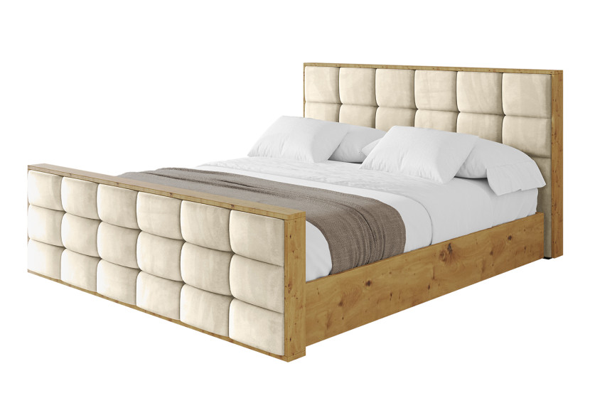 Łóżko tapicerowane bez materaca + pojemnik ENZO2-Z-120x200 cm Beżowy 840647