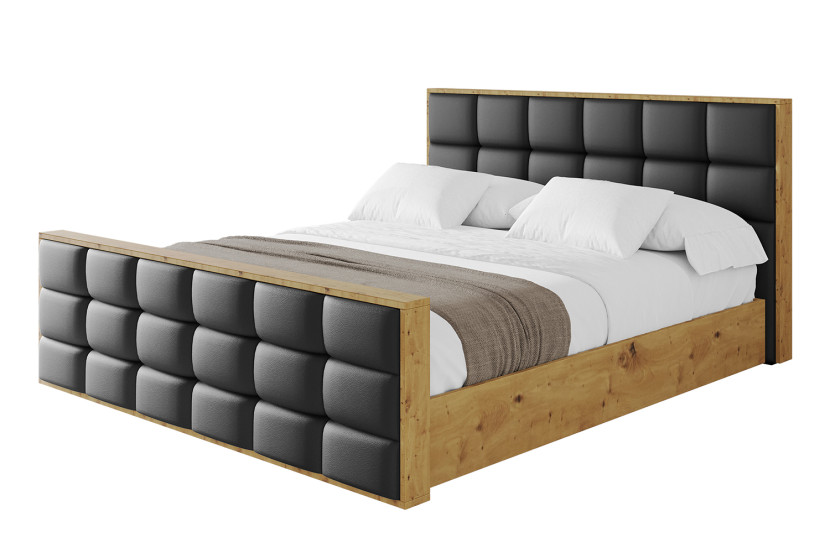 Łóżko tapicerowane bez materaca + pojemnik ENZO2-Z-120x200 cm Czarny 840391